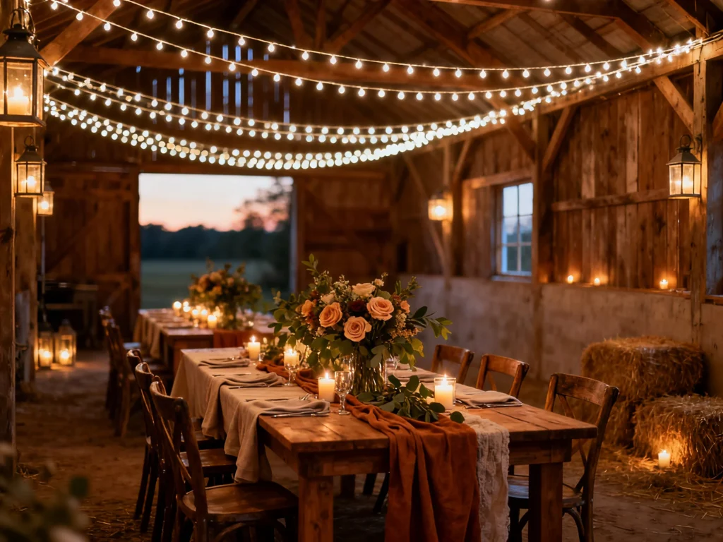 10 Rustic Wedding Lighting Ideas: String Lights, Lanterns & Candle Glow