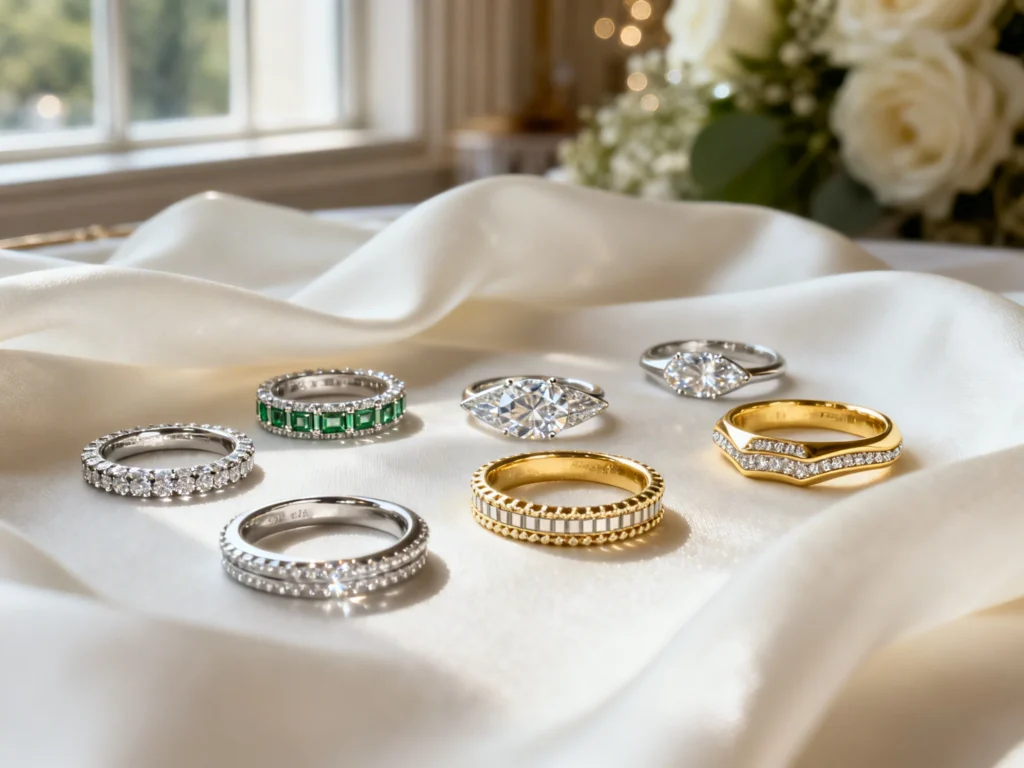 10 Luxurious Diamond Wedding Band Ideas That Photograph Beautifully and Stack Effortlessly